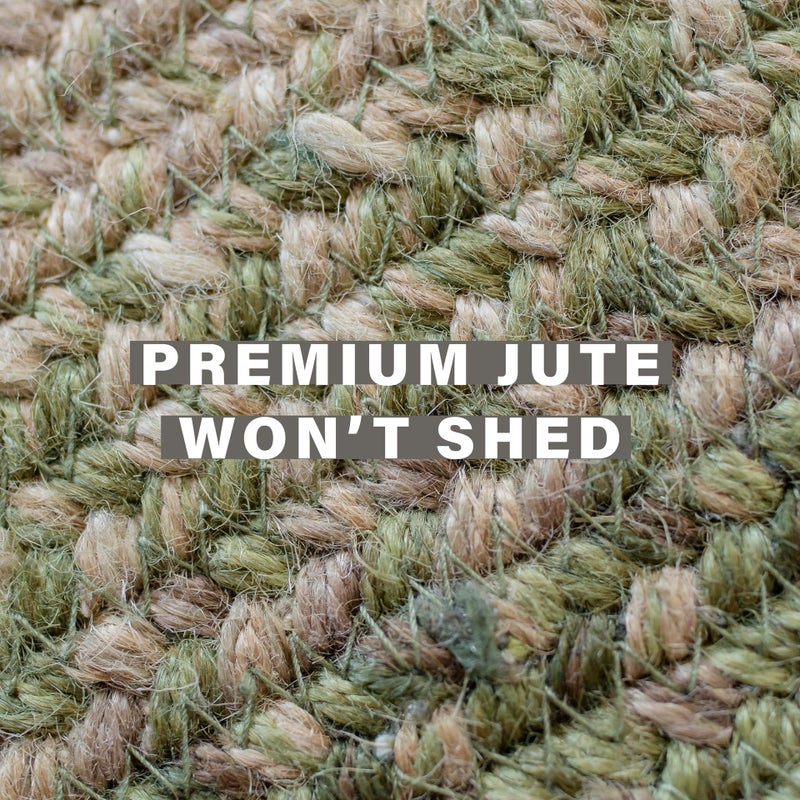 Homespice Grassland Green Braided Rug 27x45 - Rustic Jute Kitchen Rug for Country Decor - Image 4
